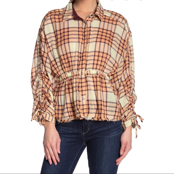 Free People Tops - Free People Pacific Dawn Plaid Shirt long sleeves